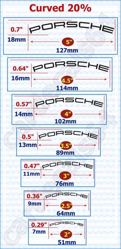Porsche Brake Caliper Decals Stickers Curved 20%